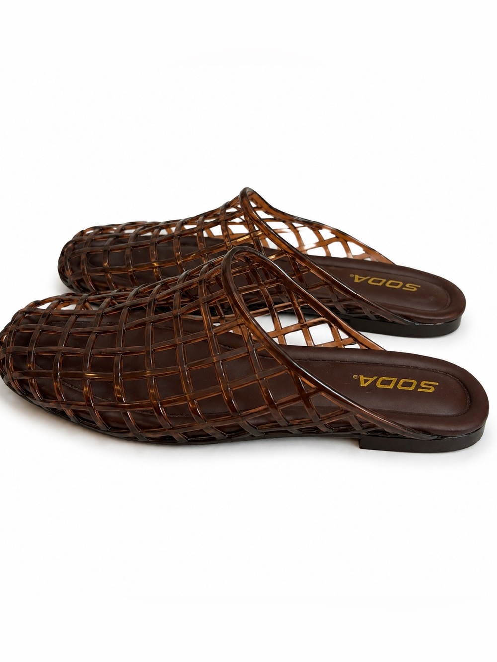 SODA Brown Tortoiseshell Woven Jelly Ballet Flats Size 9 NWOT